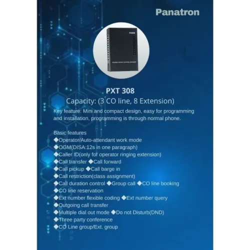 Panatron PXT 308 PABX 3 Lines 8 Extension PXT 308