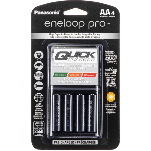 Panasonic Battery Charger – Eneloop Pro 3 hour Charger + 4 AA batteries 2550mAh