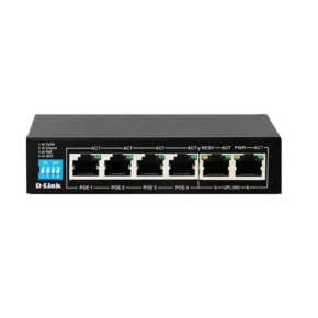 D-Link 250M 6-Port 1000Mbps with 4 Reach PoE Ports Switch- DGS-F1006P-E