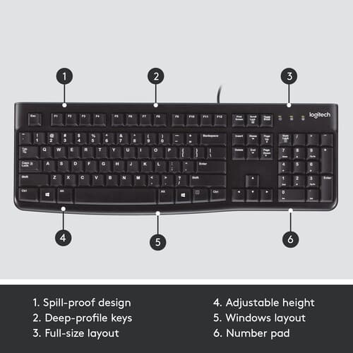 Logitech K120 Wired Keyboard Black (920-002508)