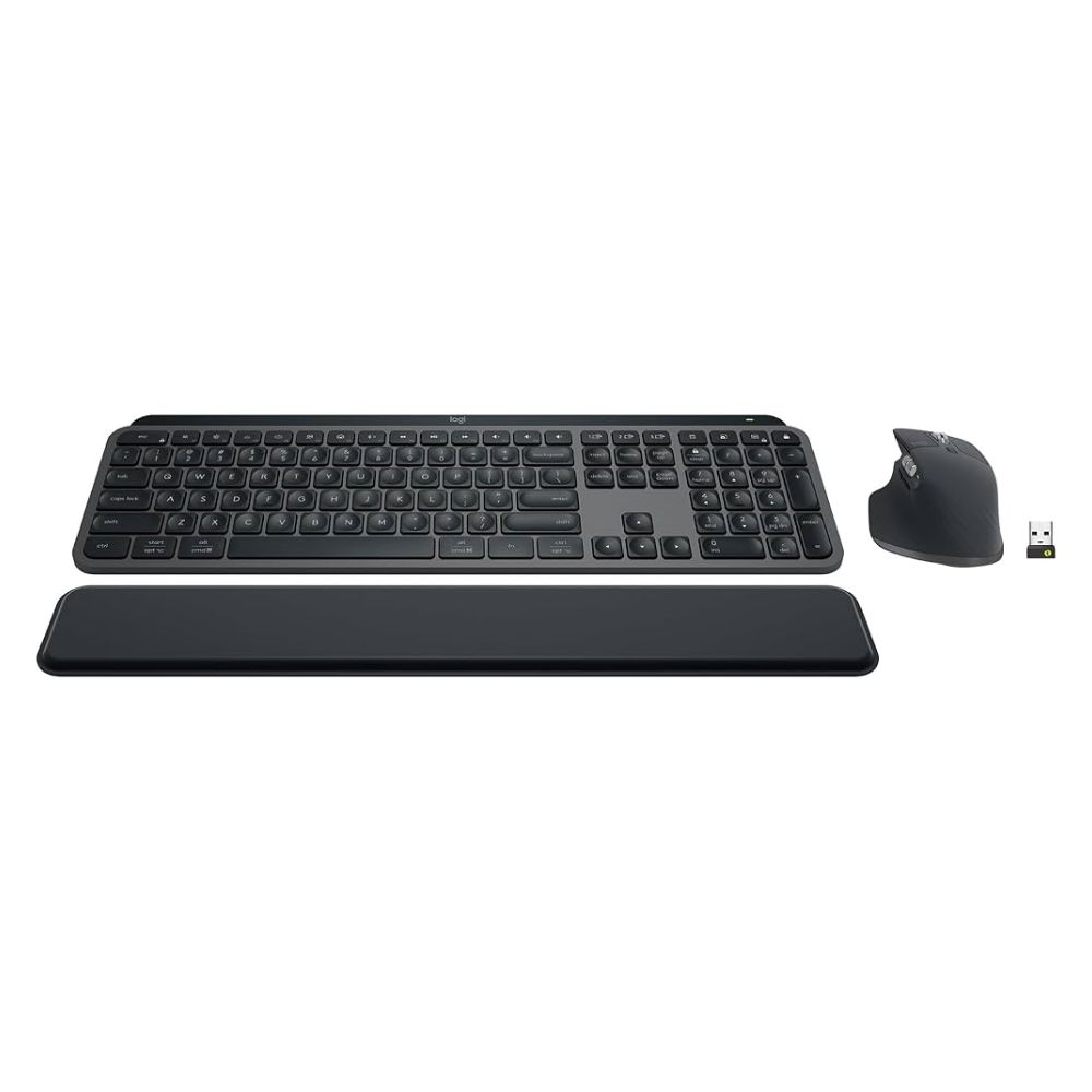 Logitech MX Keys S Wireless & Bluetooth Keyboard + Palmrest and Mouse Combo Graphite (920-011614)