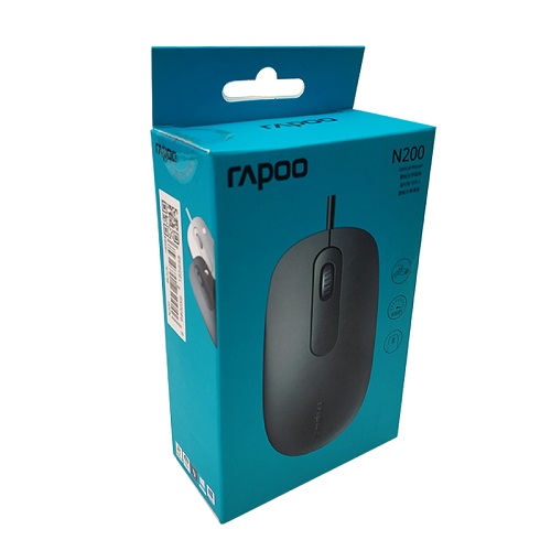 Rapoo Wired Ambidextrous Mouse Full Size N200 - Black