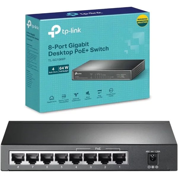 TP-Link 8-Port Gigabit Desktop Switch with 4-Port PoE+ TL-SG1008P