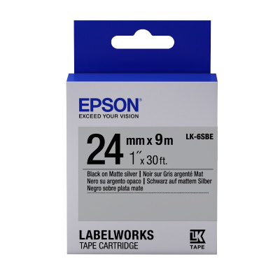 Epson Label Cartridge Matte LK-6SBE Black/Matt Silver 24mm (9m)-EP-C53S656009