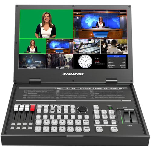 AVMATRIX PVS0615U Portable 6-Channel Switcher with USB Streaming & 15.6″ Display